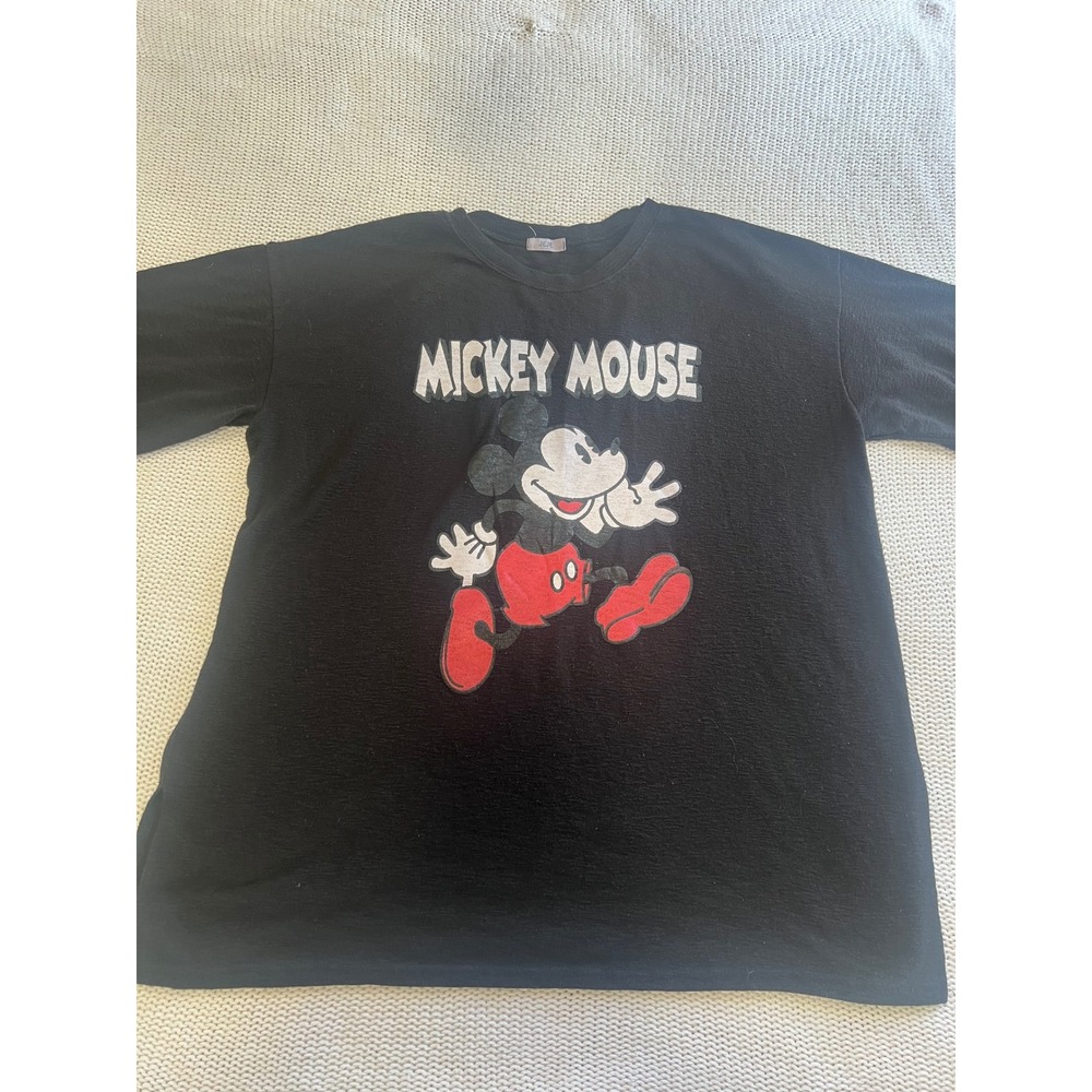 JEJE Mickey Mouse Graphic T-Shirt Black Oversized Crew Neck Short Sleeve Top
